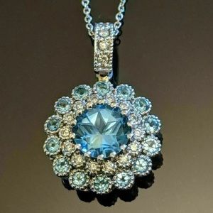 1.22ct Topaz & Moissanite Diamond 14k White Gold Micron Plated Women's Necklace